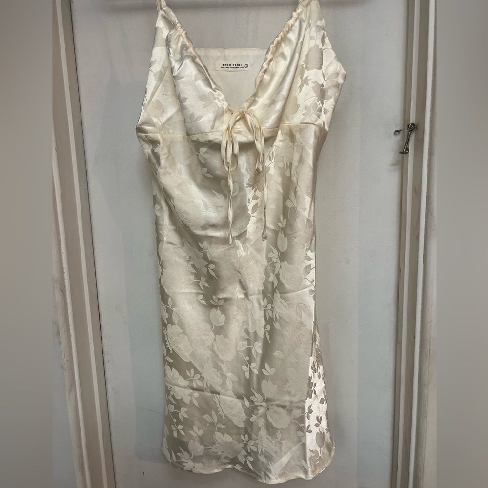 12th tribe white satin dress size L